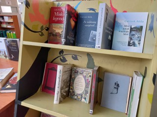 A kihelyezett könyvek a kortárs szerzők polcon