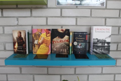 A Témánál vagyunk polcra kihelyezett könyvek