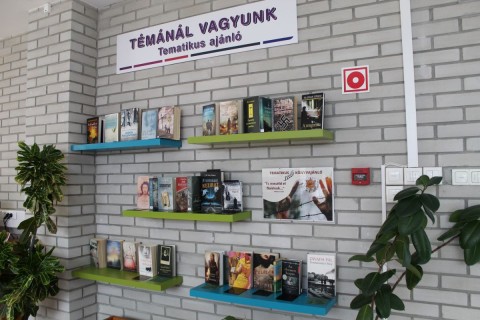 A Témánál vagyunk polcra kihelyezett könyvek
