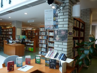 A kihíváshoz kihelyezett könyvek a könyvtárban