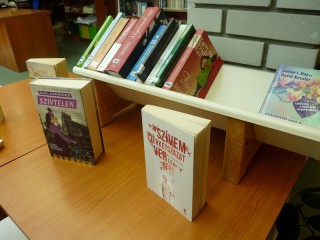 A kihíváshoz kihelyezett könyvek könyvtárunkban.