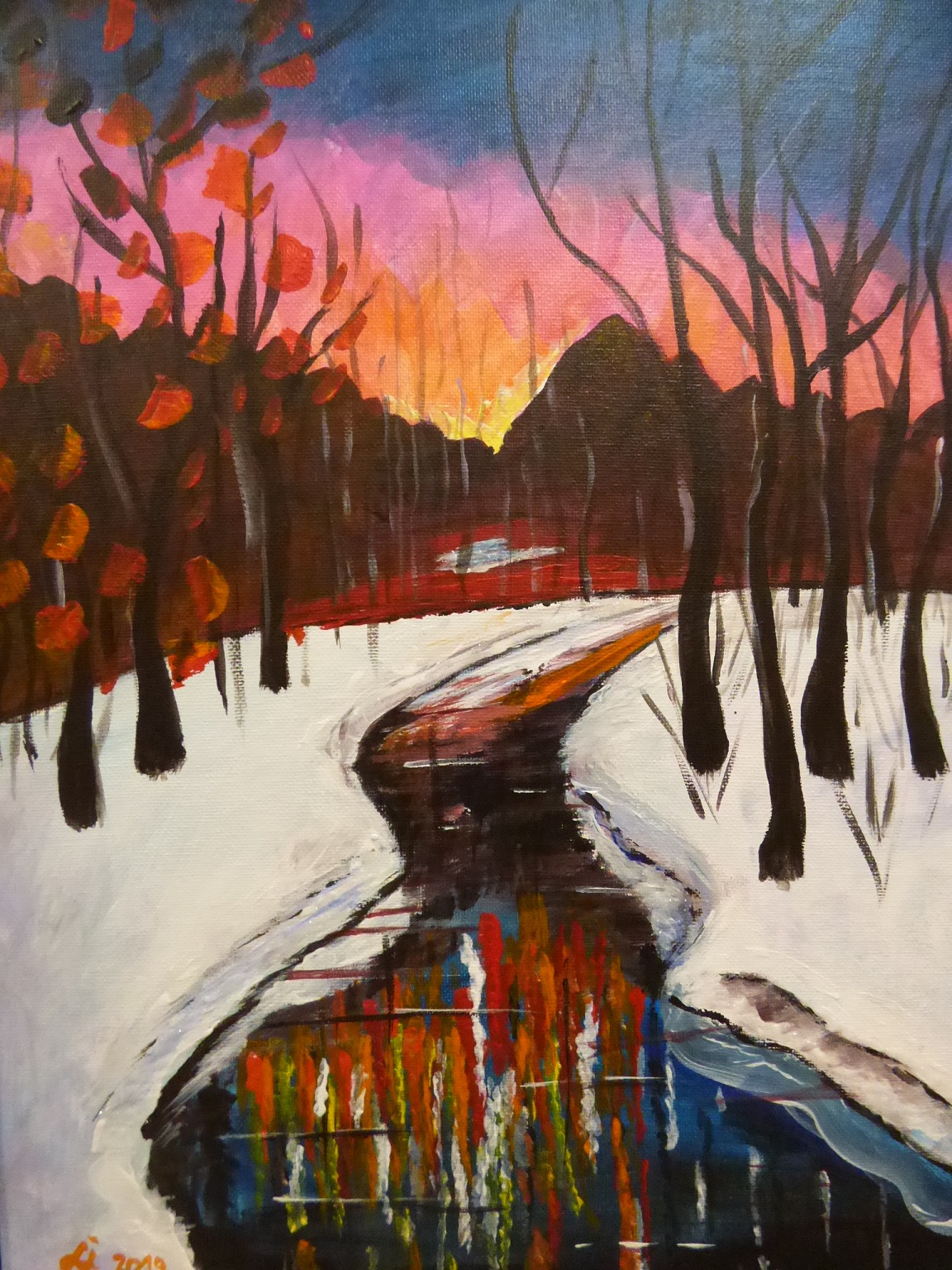 Téli patak (Leonid Afremov inspiráció)